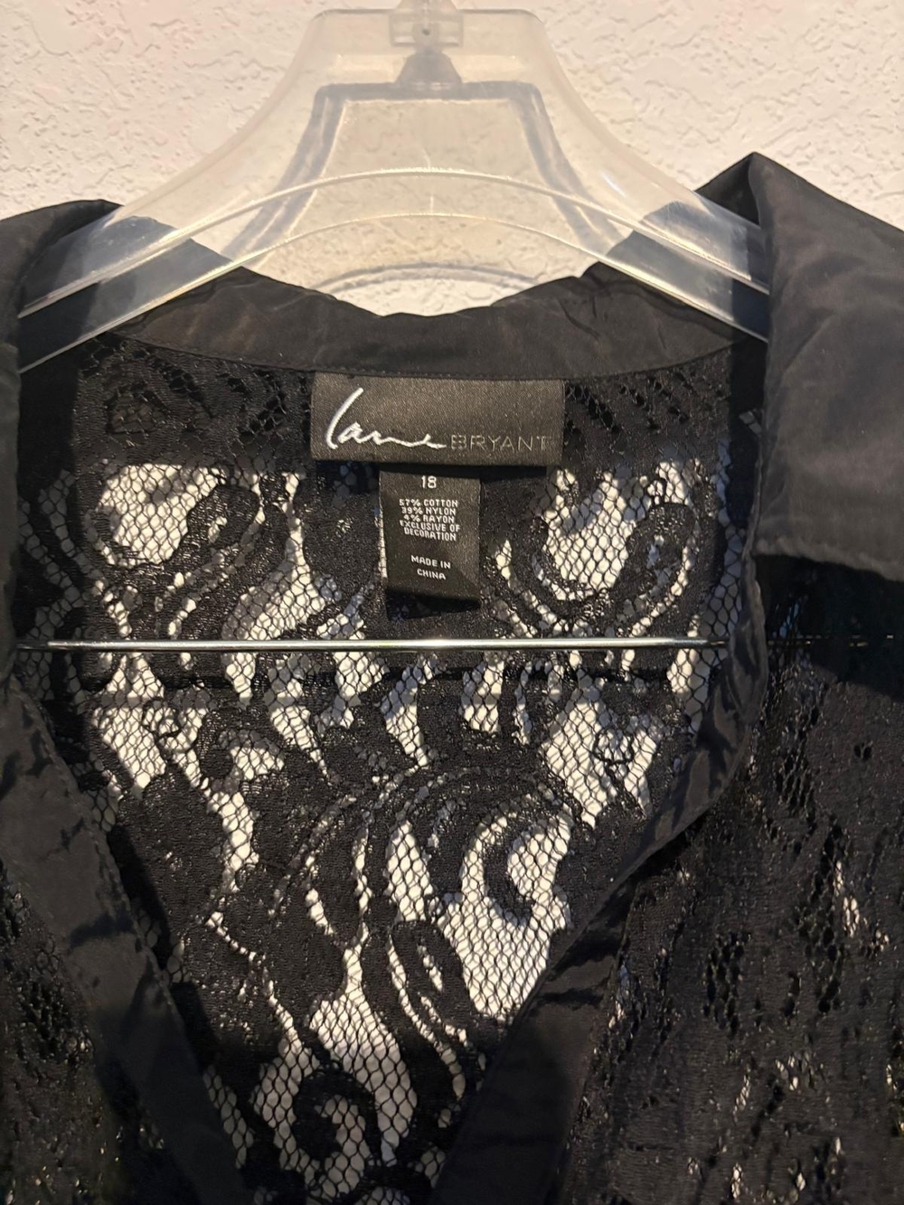 Lane Bryant Black Sheer Lace Button-Up Top - Picture 3 of 3